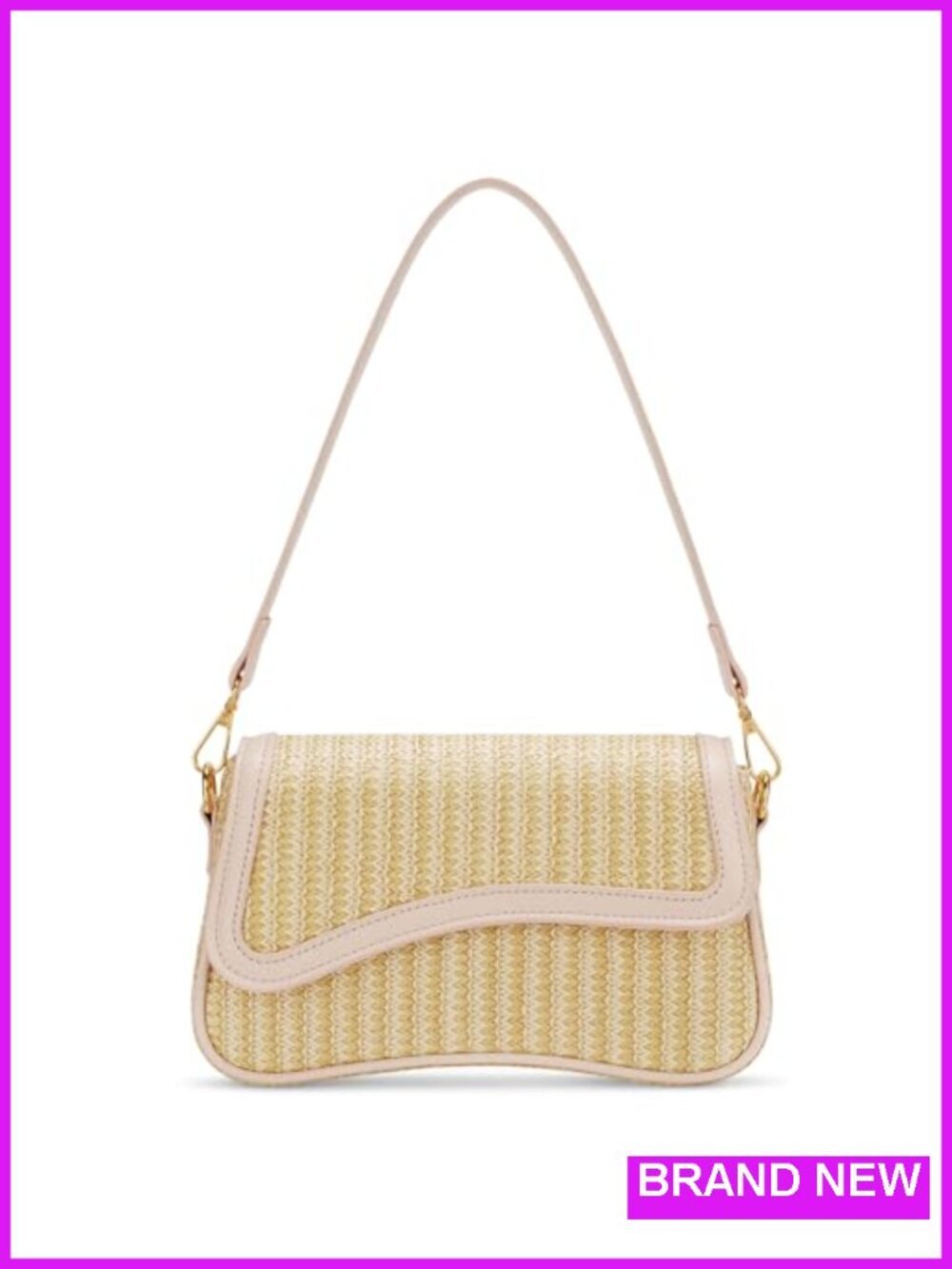 Straw Hobo Shoulder Bag with Detachable Chain Crossbody Clutch Purse